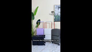 2025 new wide-handle front-opening tsa lock luggage, 20/24in durable abs+pc luggage with hook &amp; cup