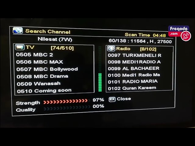 Nilesat Satellite 7W - How To Add and Scan All Frequencies - Latest Updates All Channels class=