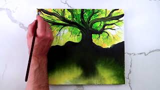 Oak Tree by the Pond | Acrylic Landscape Painting Step by Step demo