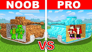 MIKEY vs JJ Family: NOOB vs PRO: TANK HOUSE Build Challenge in Minecraft