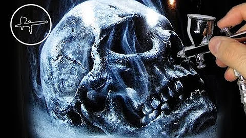 Airbrush Painting Realistic Skull | Harley-Davidson | by Igor Amidzic