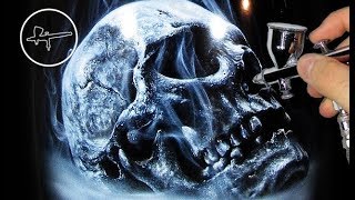 Airbrush Painting Realistic Skull | HarleyDavidson | by Igor Amidzic