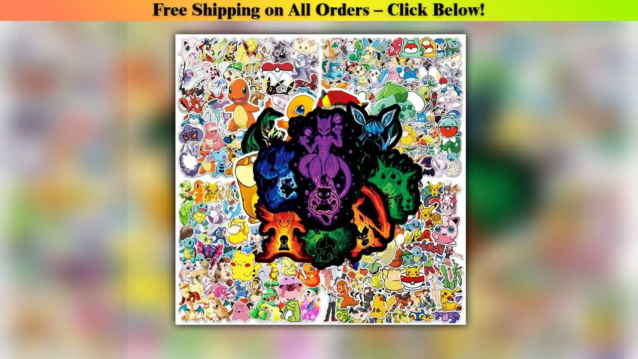 50100pcs Cute Cartoon Pokemon Anime Stickers Pikachu Decals Motorcycle Laptop Phone Case Car Waterp