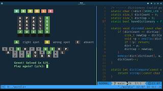 I Added a Dictionary to My Terminal Wordle Game in C | Neovim, tmux & ASMR Coding