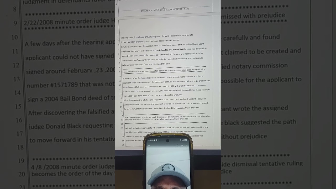 1/26 part one declaration to disqualified judge Hamilton