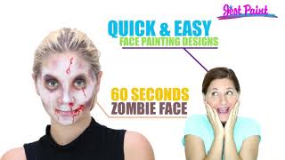 SHORT - Quick and Easy 60 Seconds Zombie Face Painting Demo - Step by Step screenshot 1