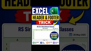 Excel Header Footer Secret Trick 😱 | Professional Report in 30 Sec #excel #exceltips
