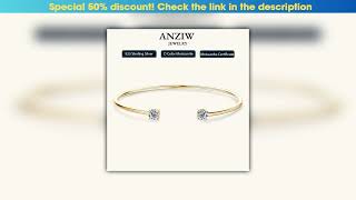 Unboxing Anziw 5Mm 0.5Ct D Vvs1 Moissanite Bangle Cuff Real 925 Sterling Silver Bracelet For Women
