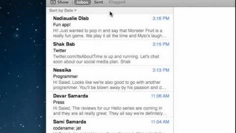 Mac OS X Mountain Lion Mail tap to go to the top