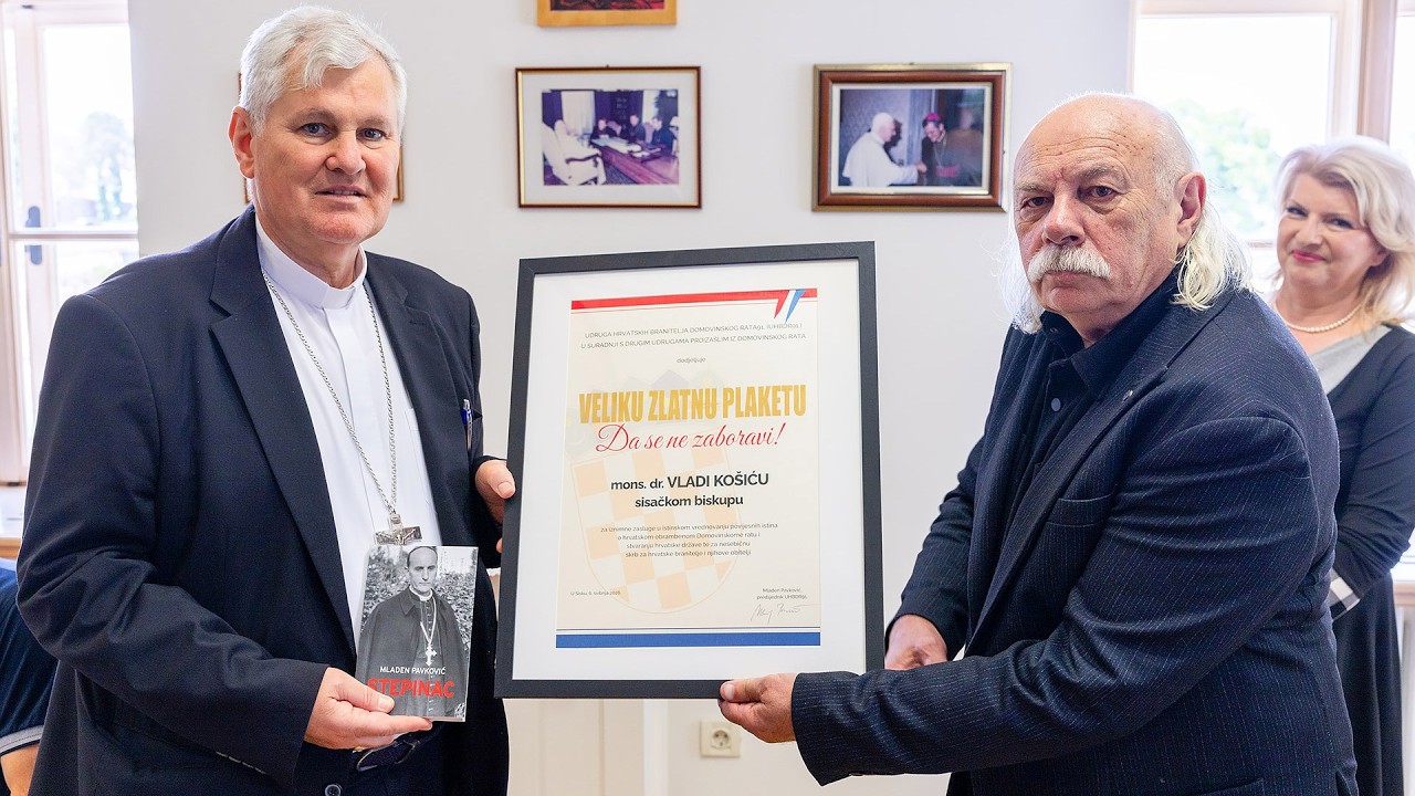 Biskupu Košiću uručena Velika zlatna plaketa „Da se ne zaboravi“ - govor Mladena Pavkovića