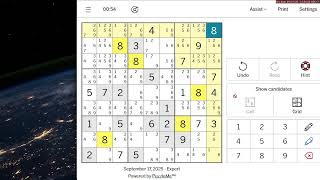 Expert Sudoku Los Angeles Times September 17, 2025