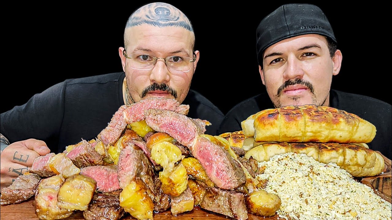 #615 ESPECIAL CHURRASCO DE CONTRA FILÉ, PÃO DE ALHO | MUKBANG BRASIL.