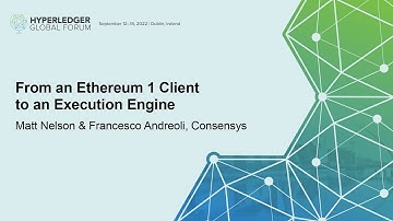From an Ethereum 1 Client to an Execution Engine - Matt Nelson & Francesco Andreoli, Consensys