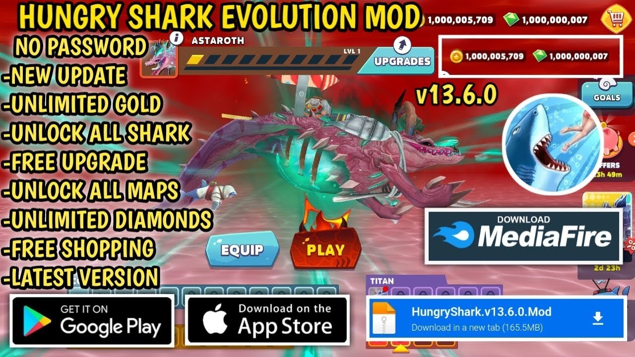 Hungry Shark Evolution MOD APK Menu, Unlimited money/Boost/God mode v13.6.0