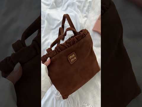 Брендова жіноча сумка Miu Miu Joie Suede Brown | Стильний шопер tote bag з натуральної замші | Lux якість 1:1, видео 1