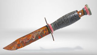 75 Year Old Survival Knife Restoration  Rust To Perfection!