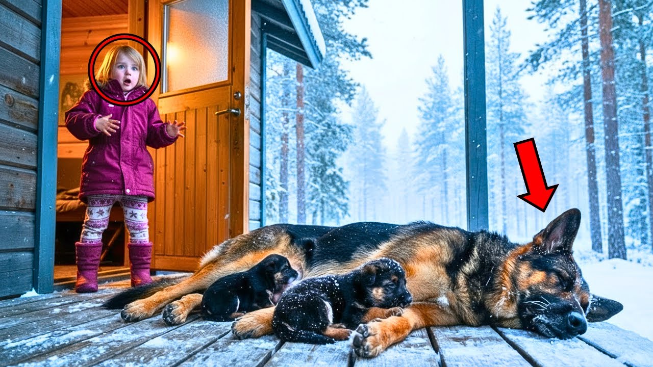 Little Girl Found a Frozen German Shepherd and Her Two Puppies at the Door — What She Did Next...