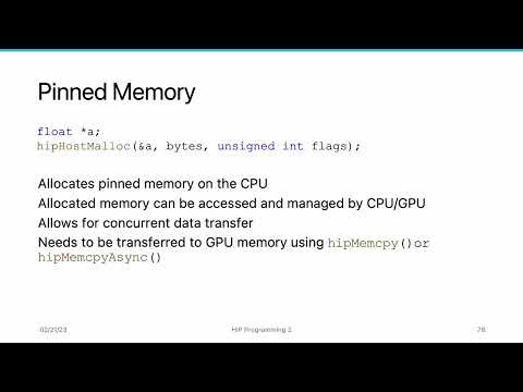 AMD HIP Tutorial, 4-5, Pinned Memory and Unified Memory in HIP