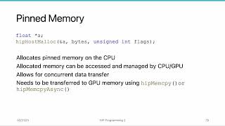 AMD HIP Tutorial, 4-5, Pinned Memory and Unified Memory in HIP