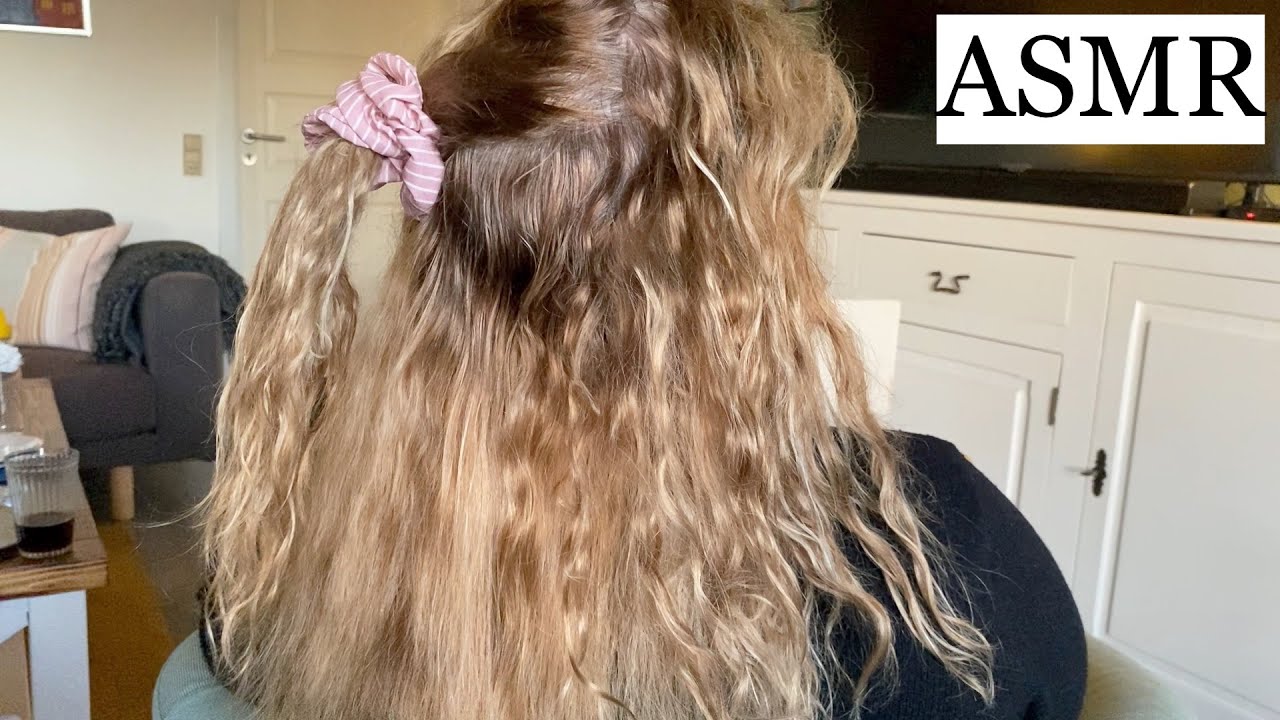 ASMR | hair play w. lots of spraying, brushing, curl styling/diffusing & hair treatment, no talking