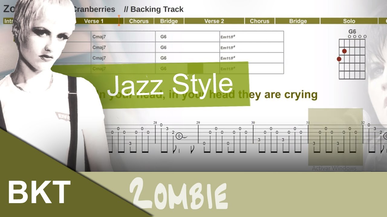 Zombie - Guitar Backing Track - Jazz version (Lyrics, no vocals)