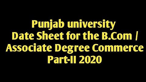 Punjab University Date Sheet for the B.Com / Associate Degree Commerce Part-II 2020
