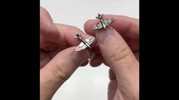Spitfire Airplane Cufflinks Gunmetal Finish Gift for Pilot Jay Pins #cufflinks #british #worldwar2