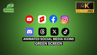 Animated Soical Media Icons Green Screen 4K