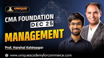 CMA Foundation | June-Dec 2025 | Management 5.7 | L-11 | Prof. Harshal Kshirsagar