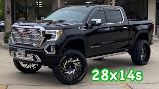Drove from CHICAGO for his 28x14 JTX wheels FULL BUILD 2021 GMC 9 CHROME FTS and 28x14s and 37s