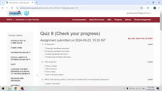 NPTEL Swayam  Introduction to Cyber Security quiz 8 Solution