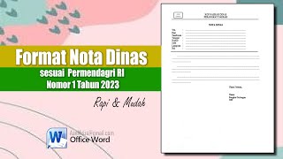 Format Nota Dinas sesuai  Permendagri RI Nomor 1 Tahun 2023