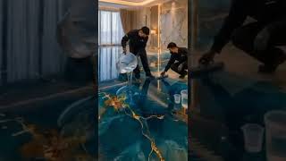 3D Ocean Resin Floor Tutorial 🌊 | Viral Epoxy Floor Design#short
