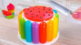 satisfying miniature rainbow jelly cake making from fresh fruit best of rainbow jelly