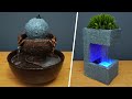 Making 2 beautiful indoor water fountains  awesome diy tabletop fountain using thermocol  cement