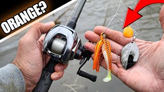 Bank Fishing with an ORANGE Spinnerbait (GREAT Results!) 