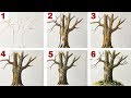 How to paint a tree trunk  acrylic painting  step by step