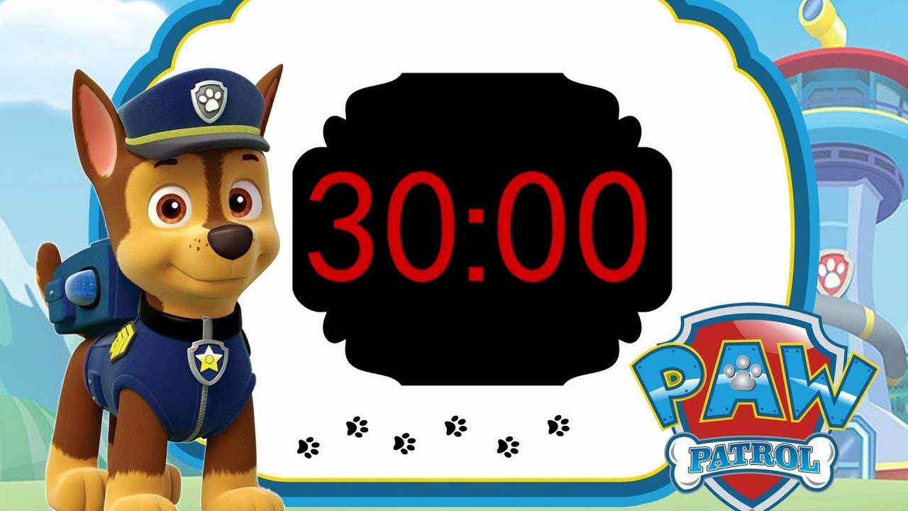 Paw Patrol 30 Minute Countdown Timer with Music Paw Patrol Timer Paw