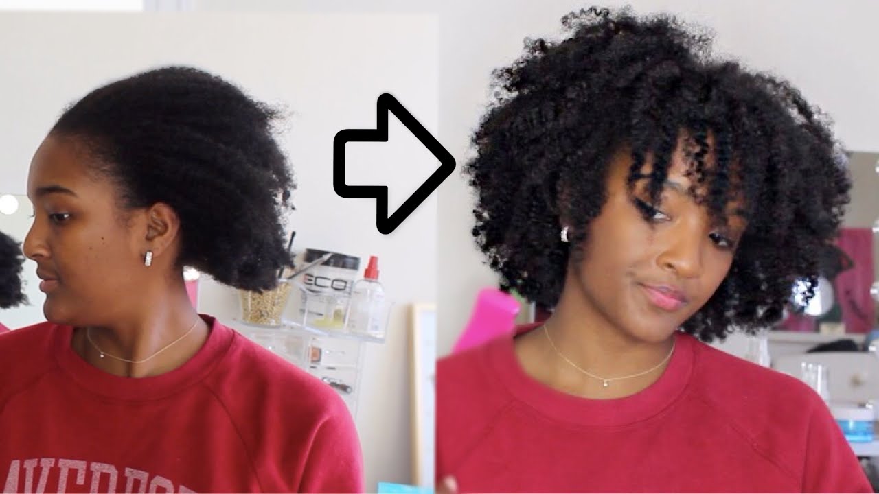 BIG CURLY TWIST OUT ON 4B/4C Hair - YouTube