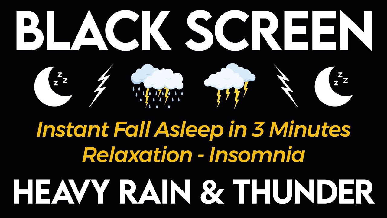 Мгновенное засыпание за 3 минуты — проливной дождь и мощный гром в бурную ночь ⚡ Релаксация