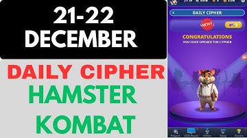 DAILY CIPHER FOR HAMSTER KOMBAT DECEMBER 21-22 #Hamsterkombat #dailyciper#december21-22#freecrypto