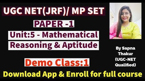 UGC NET/JRF JUNE 2023 || MP SET 2023 || Paper 1 || Unit-5 Mathematical reasoning and Aptitude