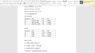 Problem on Material variance 14 Marks