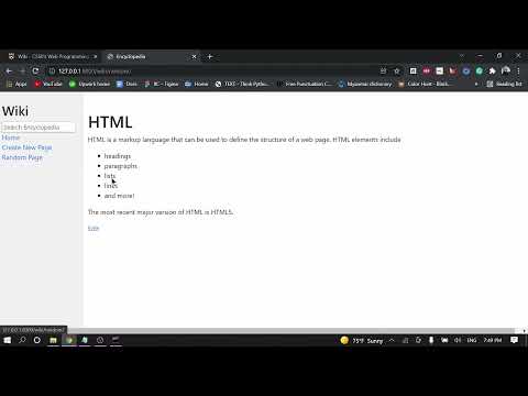 CS50 Web Programming with Python and JavaScript: Project 1 - Wiki