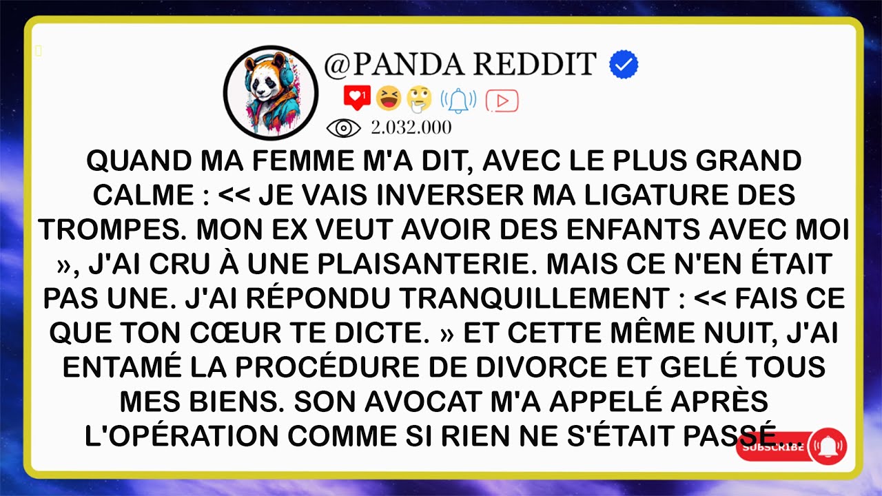 Quand ma femme m’a dit calmement   « Je vais inverser ma ligature des trompes… »