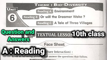 10th class | English | Unit -6, Reading A : Environment lesson | Question and answers | 10th class
