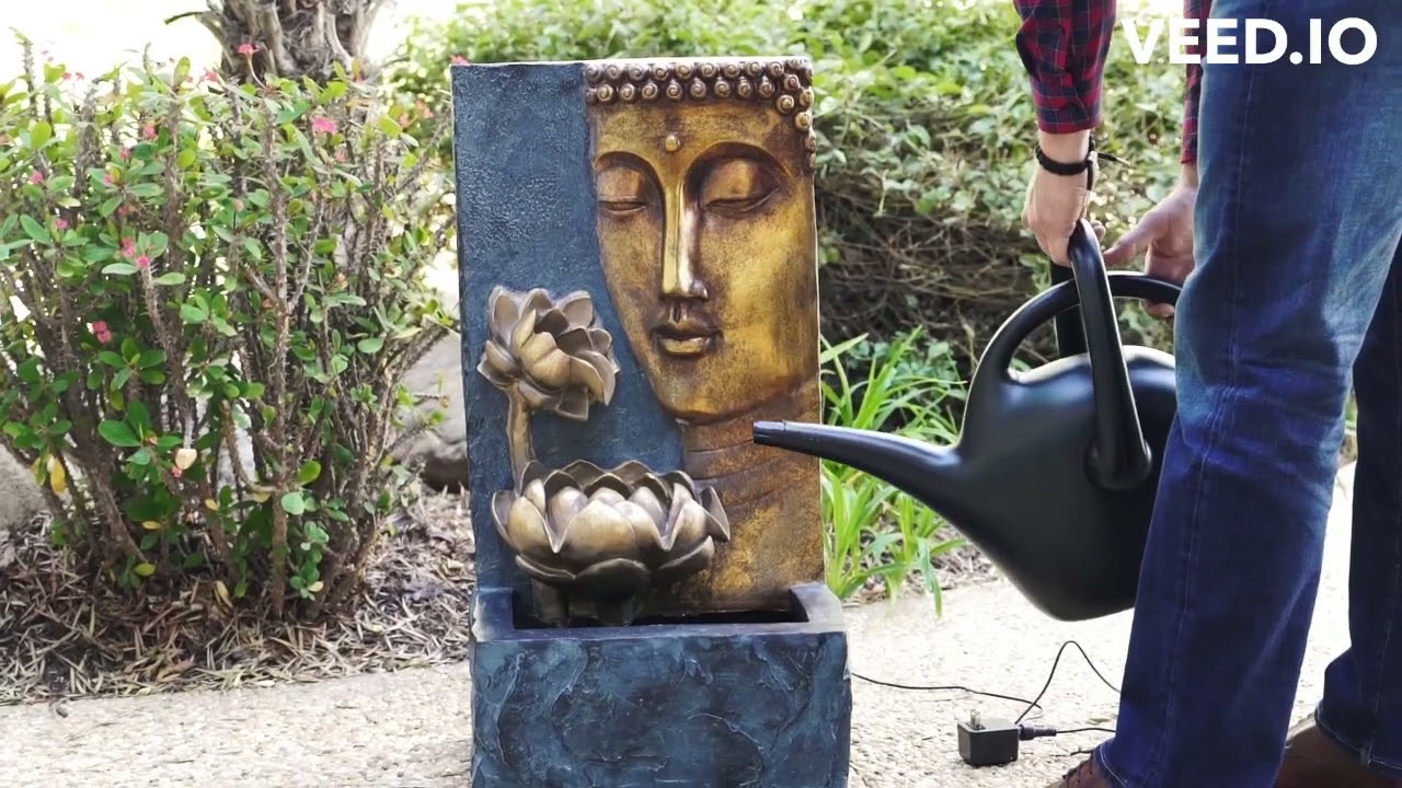 XBrand Buddha Face Zen Water Fountain w/LED Instructional video - CR3012BDFTNA