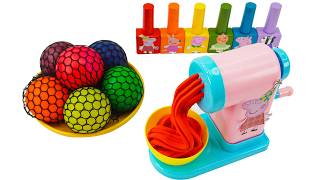 Video Satisfactorio | Cómo hacer fideos arcoíris con pelotas antiestrés y esmalte de uñas | ASMR