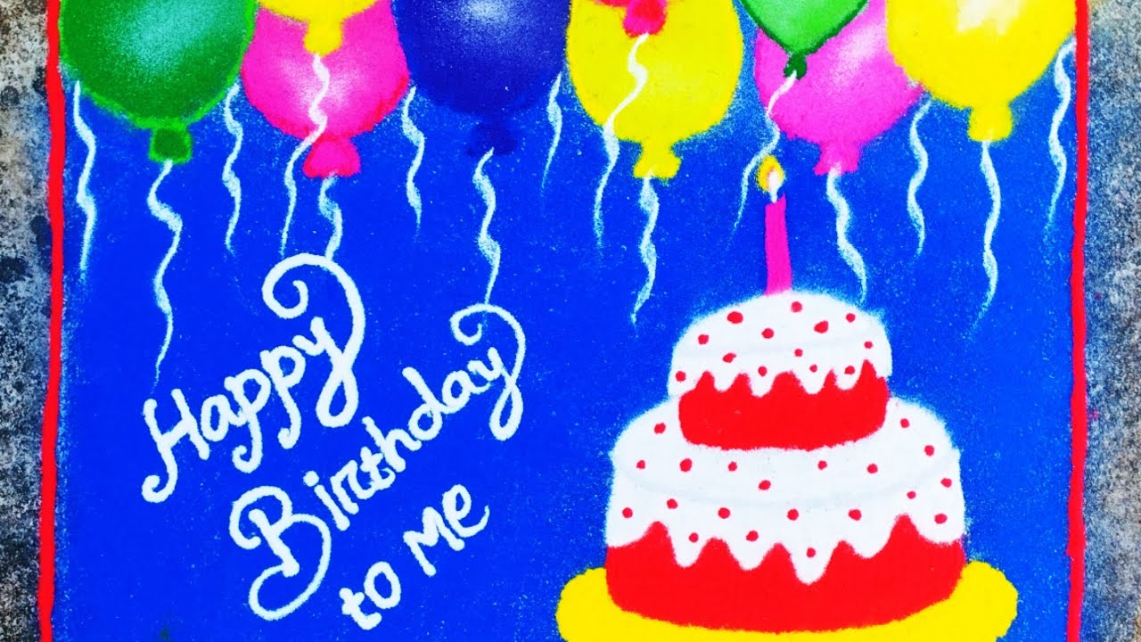 Happy Birthday to Me 🥰 // Beautiful Rangoli Design // Unique ...