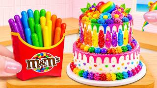 So Cute Rainbow Flower Cake with M&M Snack 💗 Miniature Rainbow Chocolate Cake Recipe 🌈 Cake Corner